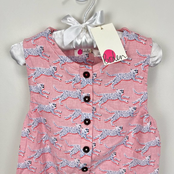 Baby Boden Printed Woven Playsuit Pink Cheetah 2-3 - Picture 2 of 7